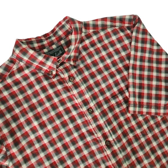 WOOLRICH Red Green Plaid Short Sleeve Button-Up Shirt – size large - Picture 1 of 10